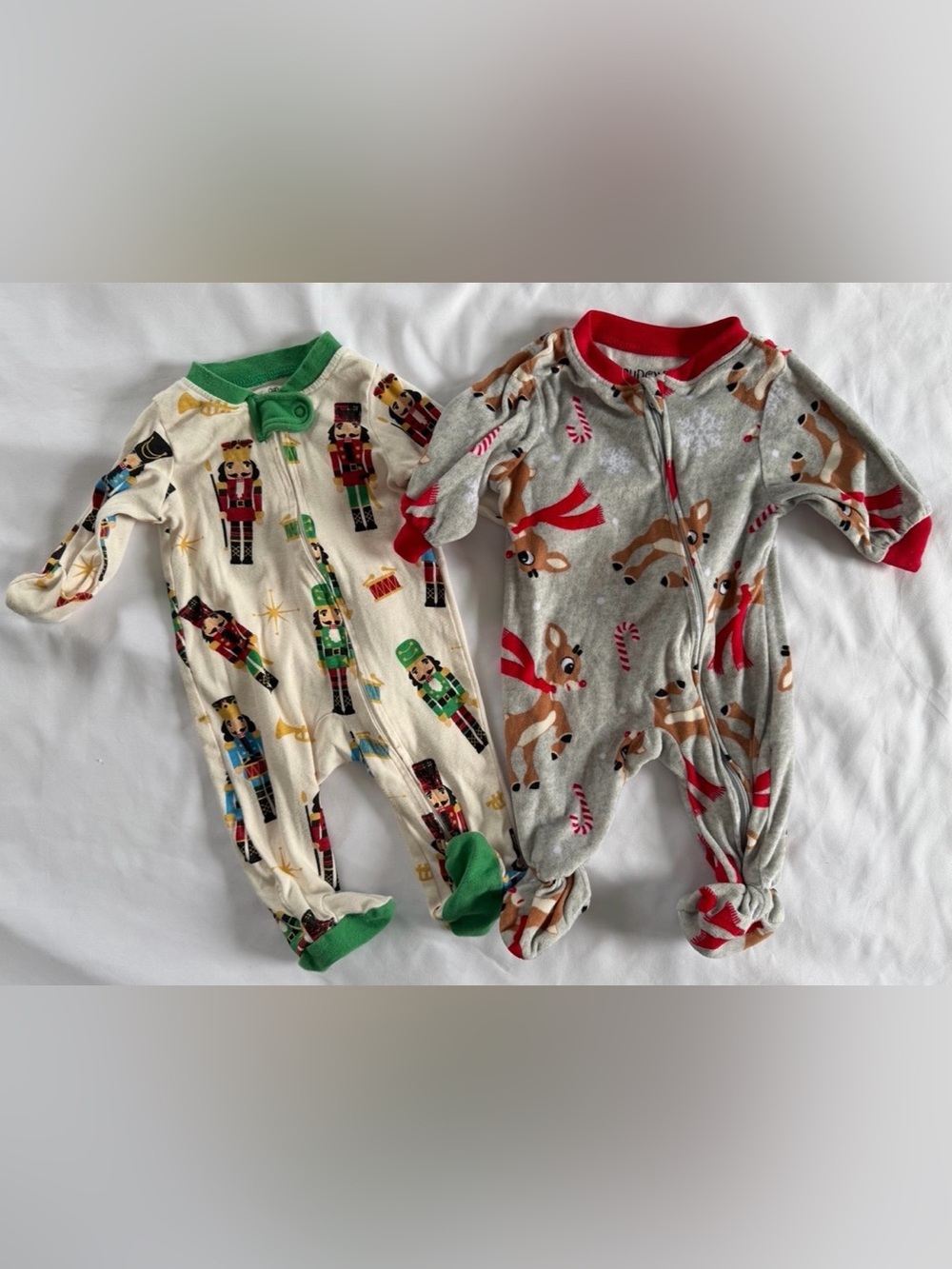 Holiday Reindeer & Nutcracker Footed One-Piece Pajamas - baby 0-3m